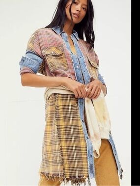 Sedona Plaid Tunic Plaid Duster Shirt Dress S